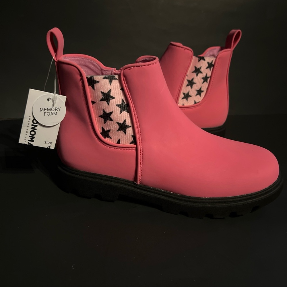 Girls Size 4 Pink Boots star print Ankle boots NEW SONOMA